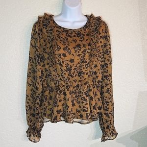 VELVET HEART RUFFLE LONG SLEEVE BLOUSE SIZE M
